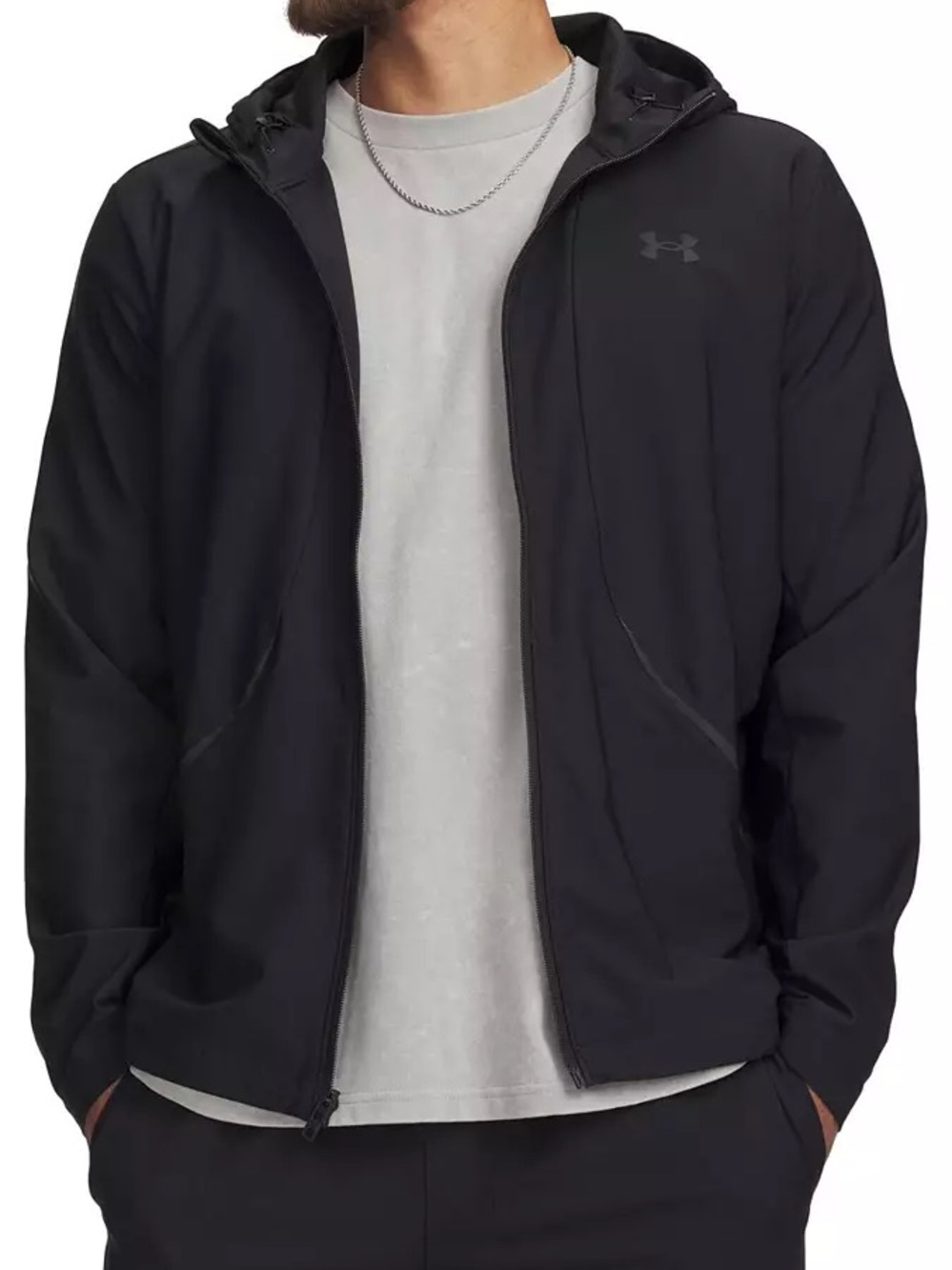 Under Armour Men's Black Lightweight Hooded Rain Jacket